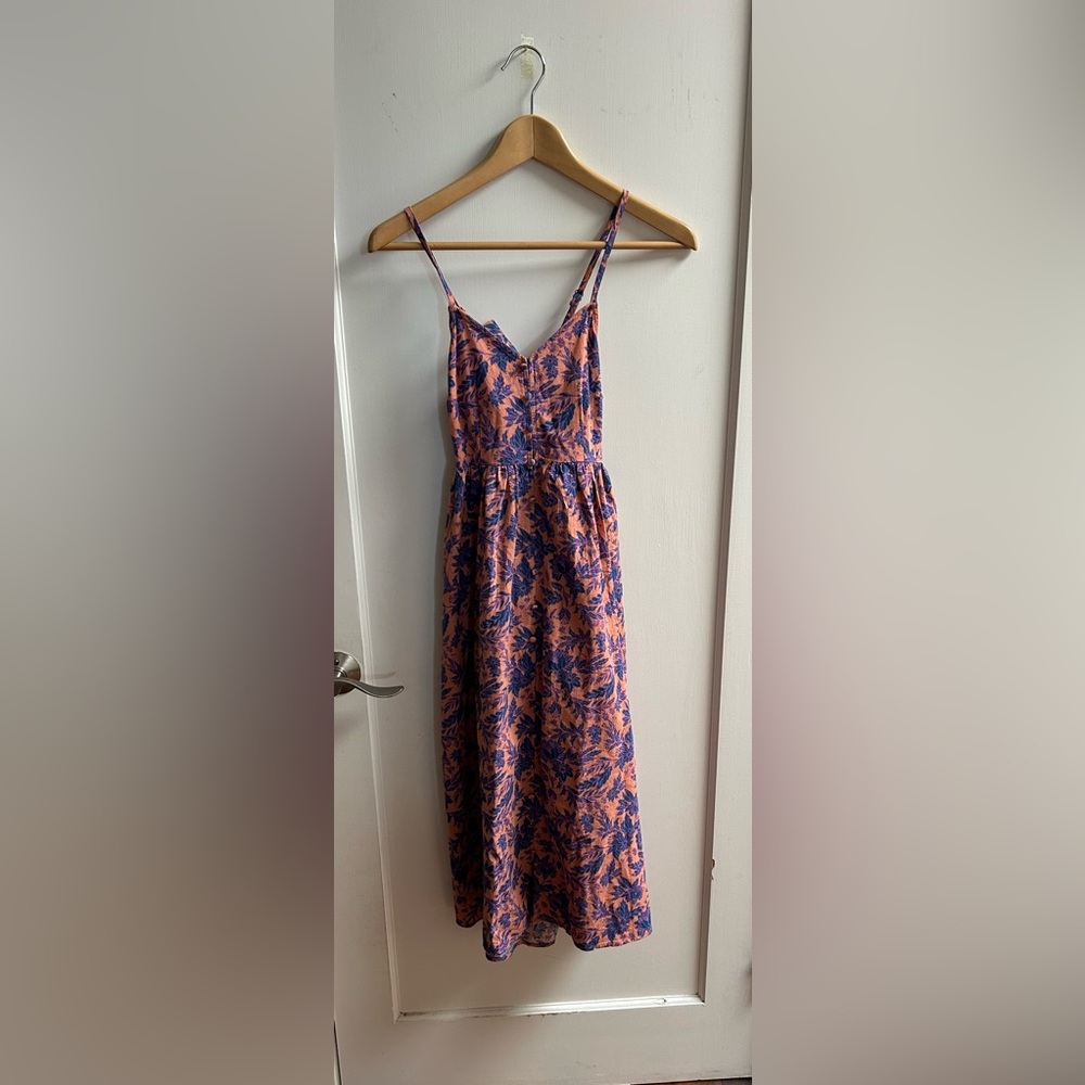 Salmon and purple midi dress